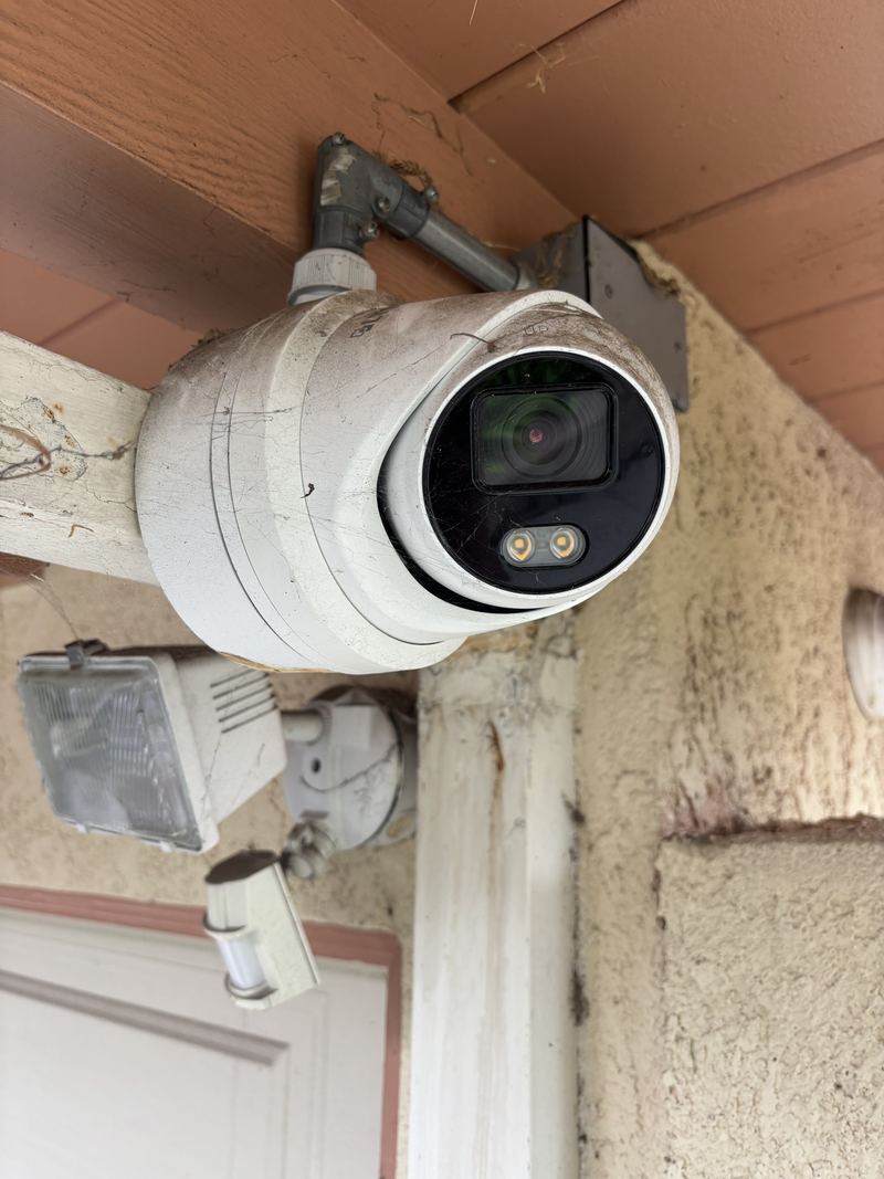 Eave-mounted dome camera